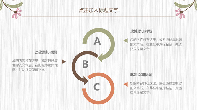 淡雅唯美花朵花边通用PPT模板