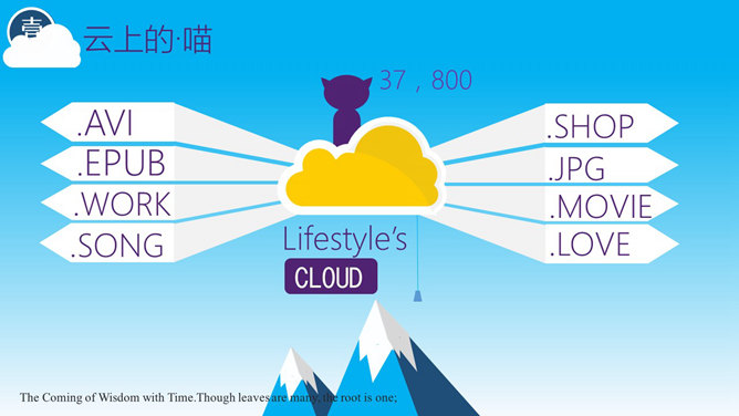 小火箭升空矢量卡通PPT模板